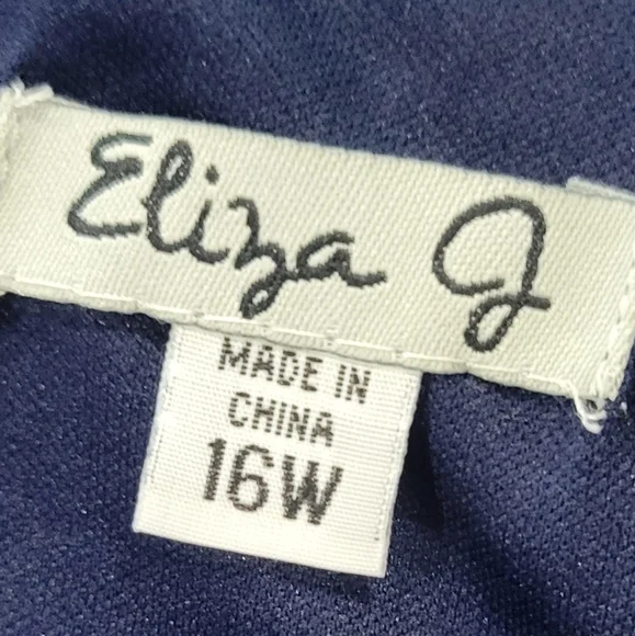 Eliza J. Women's Sheath BodyCon Navy Sleeveless Pleated Dress Size 16W Feminine - Picture 5 of 9